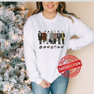 Bangtan White Crewneck Sweatshirt, BTS Airport Unisex Sweatshirt, BTS Army Gift